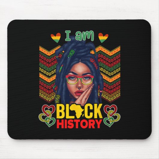 Ich bin Schwarze Geschichte Frauen Mädchen Schwarz Mousepad (Vorne)