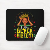 Ich bin Schwarze Geschichte Frauen Mädchen Schwarz Mousepad (Mit Mouse)