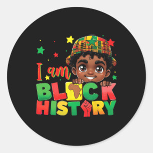 Ich bin Schwarze Geschichte Juneteenth Schwarzes M Runder Aufkleber