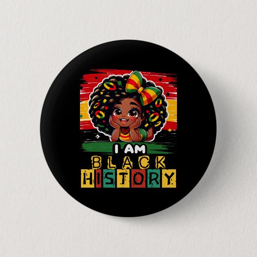 Ich bin schwarze Geschichte Monat Black Melanin Ki Button (Vorderseite)