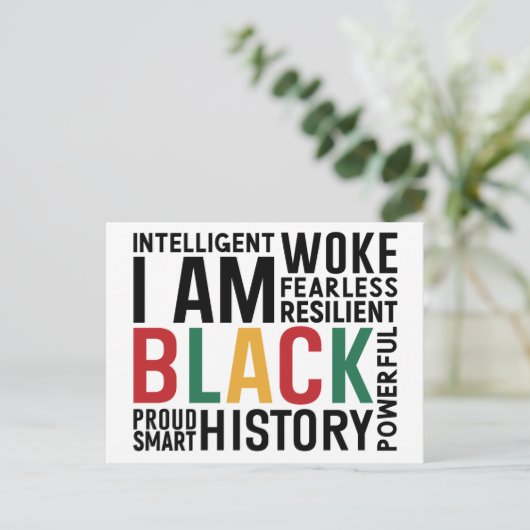 Ich bin schwarze Geschichte Postkarte (Stehend Vorderseite)