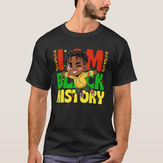 Ich bin Schwarzer Geschichte Afro-Junge Kinder Sch T-Shirt (Vorderseite)