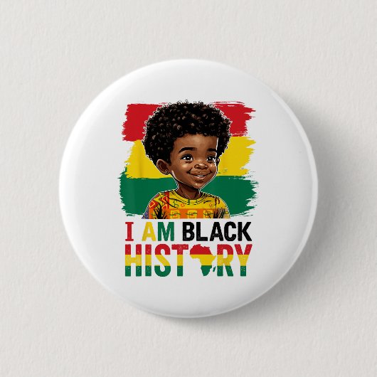 Ich bin Schwarzer Geschichte Afro-Junge Kleiner Me Button (Vorderseite)