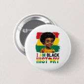 Ich bin Schwarzer Geschichte Afro-Junge Kleiner Me Button (Vorne & Hinten)