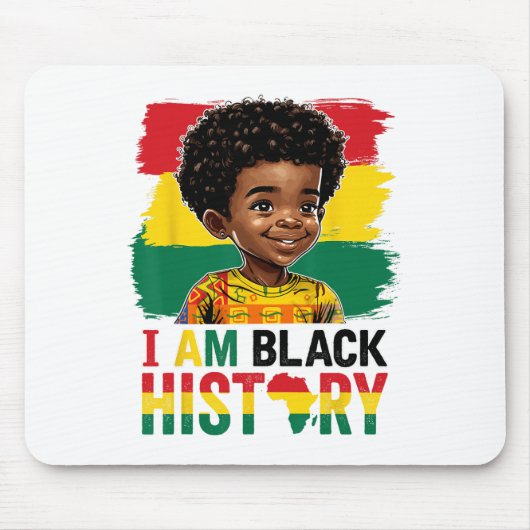 Ich bin Schwarzer Geschichte Afro-Junge Kleiner Me Mousepad (Vorne)