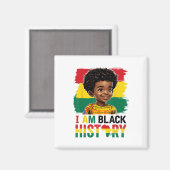 Ich bin Schwarzer Geschichte Afro-Junge Little Mel Magnet (Vorderseite/Rückseite)