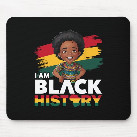 Ich bin Schwarzer Geschichte Afro-Junge Little Mel Mousepad (Vorne)