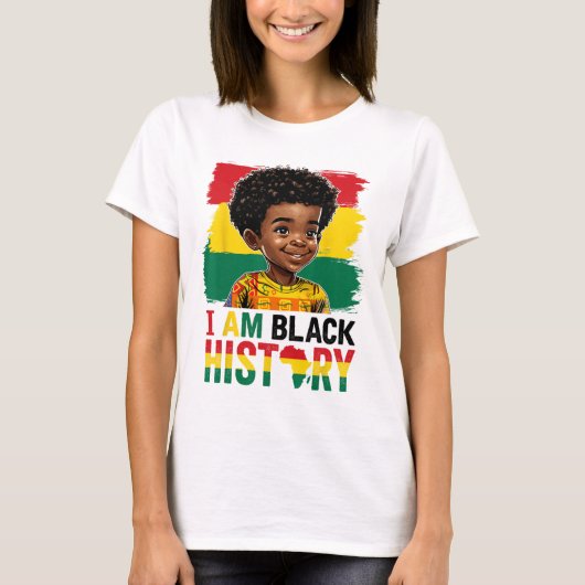 Ich bin Schwarzer Geschichte Afro-Junge Little Mel T-Shirt (Vorderseite)