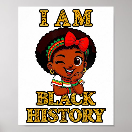 Ich bin Schwarzer Geschichtsmonat 2026 Cute Afro M Poster (Vorne)