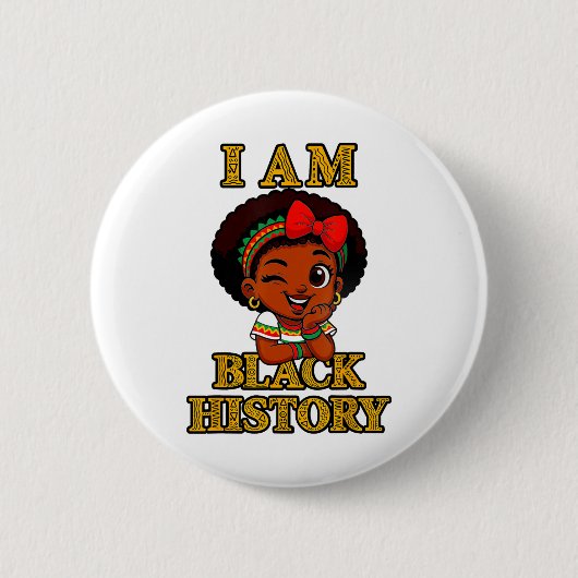 Ich bin Schwarzer Geschichtsmonat 2026 Süße Afro-M Button (Vorderseite)