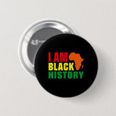 Ich bin Schwarzer Geschichtsmonat Afrika Grafik Button (Vorne & Hinten)