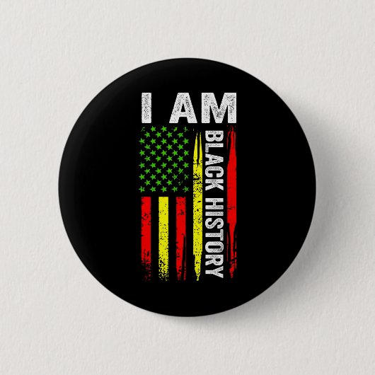Ich bin Schwarzer Geschichtsmonat Afroamerikanisch Button (Vorderseite)