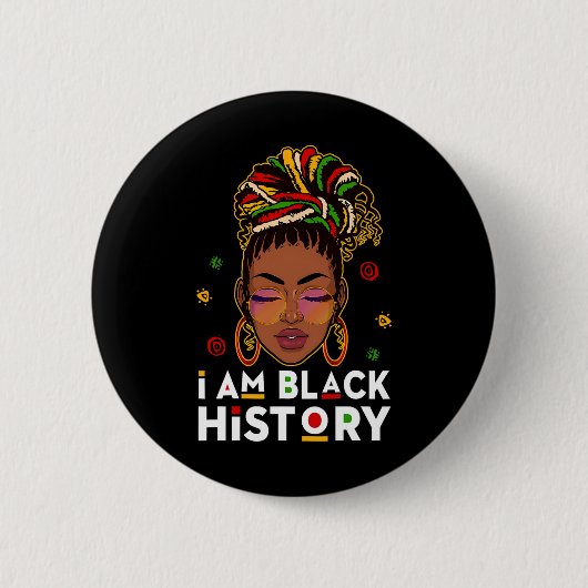 Ich bin Schwarzer Geschichtsmonat Afroamerikanisch Button (Vorderseite)