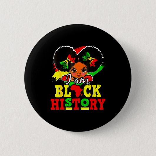 Ich bin Schwarzer Geschichtsmonat Afroamerikanisch Button (Vorderseite)