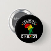 Ich bin Schwarzer Geschichtsmonat Afroamerikanisch Button (Vorne & Hinten)