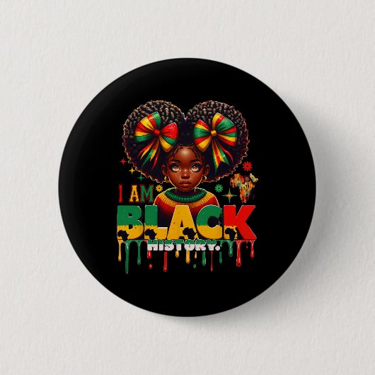 Ich bin Schwarzer Geschichtsmonat Afroamerikanisch Button (Vorderseite)
