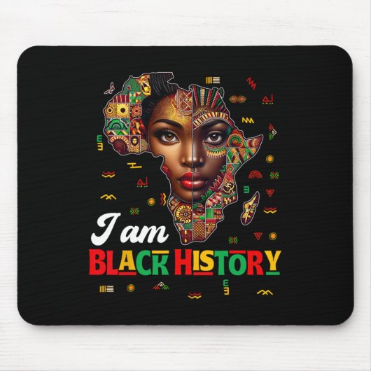 Ich bin Schwarzer Geschichtsmonat Karte Afrika Afr Mousepad (Vorne)