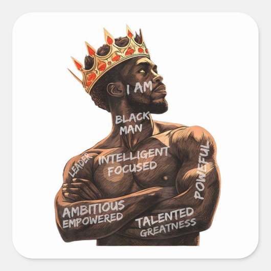 Ich bin schwarzer Mann Quadratischer Aufkleber (Vorderseite)