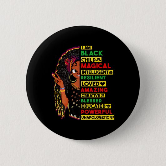 Ich bin Schwarzes Kind Geschichtsmonat Afroamerika Button (Vorderseite)