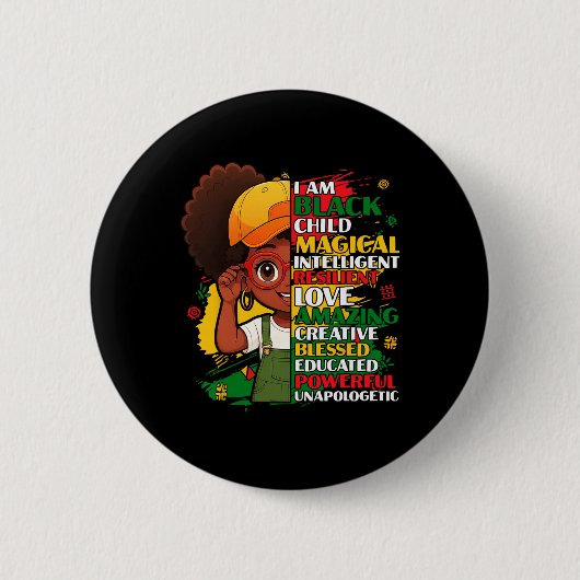 Ich bin Schwarzes Kind Geschichtsmonat Afroamerika Button (Vorderseite)