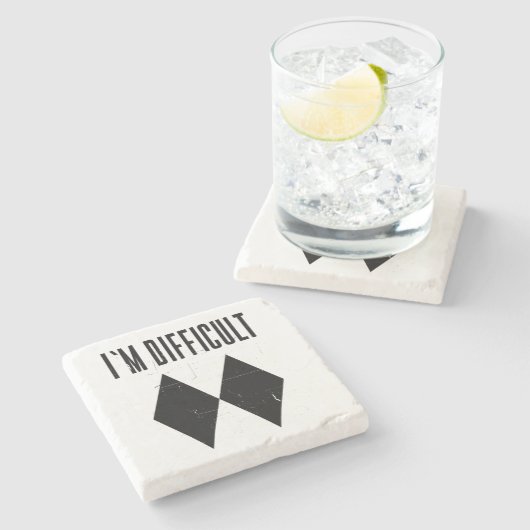 Ich bin schwer Skifahren Double Black Diamond Steinuntersetzer (Seitenansicht)