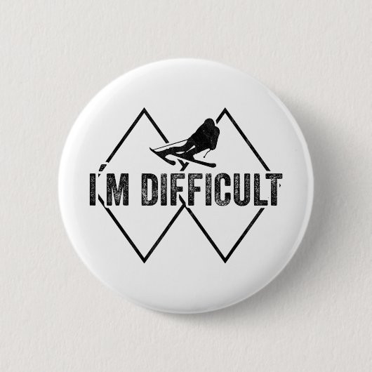 Ich bin schwierig lustiger Skischnee Skifahrer Ski Button (Vorderseite)