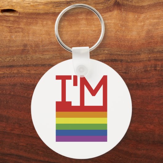 Ich bin schwul | Regenbogenflagge Schlüsselanhänger (Vorderseite)