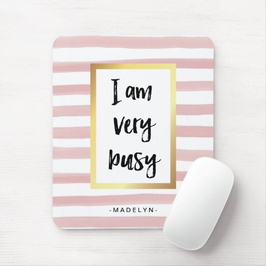 Ich bin sehr beschäftigt | Rosa Aquarellstreifen u Mousepad (Mit Mouse)