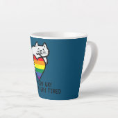 Ich bin sehr schwul und sehr müde lustige LGBT Kat Milchtasse (Rechte Ecke)