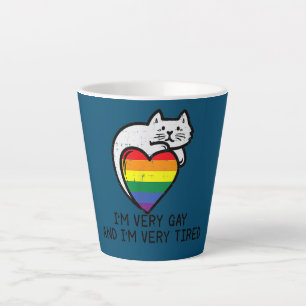 Ich bin sehr schwul und sehr müde lustige LGBT Kat Milchtasse
