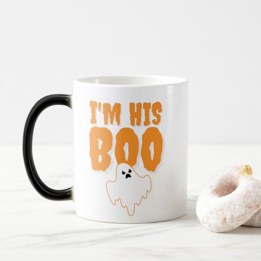 Ich bin sein Boo Funny Ghost Halloween Verwandlungstasse (Mit Donut)