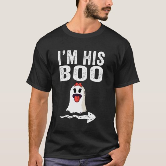 Ich bin sein Boo Halloween Matching Couple Pajamas T-Shirt (Vorderseite)