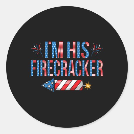 Ich bin sein Firecracker am 4. Juli Niedlicher Mat Runder Aufkleber (Vorderseite)