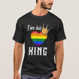Ich bin sein König LGBTQ Rainbow Heart Gay Boyfrie T-Shirt
