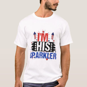Ich bin sein Sparkler 4. Juli Matching Paare T-Shirt