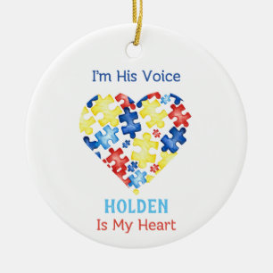 Ich bin seine Stimme, er ist mein Herz Autismus-Be Keramik Ornament