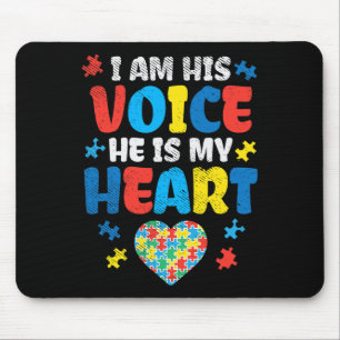 Ich bin seine Stimme, er ist mein Herz Autismus Be Mousepad