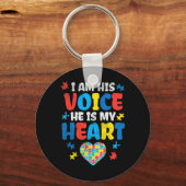 Ich bin seine Stimme, er ist mein Herz Autismus Be Schlüsselanhänger (Vorderseite)