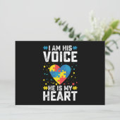 Ich bin seine Stimme, er ist mein Herz Autismus Ma Einladung (Stehend Vorderseite)