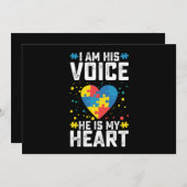 Ich bin seine Stimme, er ist mein Herz Autismus Ma Einladung (Vorne/Hinten)