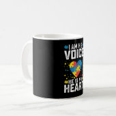 Ich bin seine Stimme, er ist mein Herz Autismus Ma Kaffeetasse (Vorderseite Links)