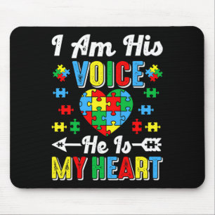 Ich bin seine Stimme, er ist mein Herz Autismus Ma Mousepad