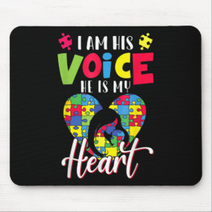 Ich bin seine Stimme, er ist mein Herz Autismus Ma Mousepad