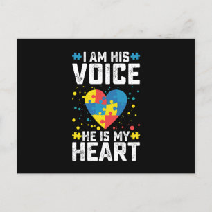 Ich bin seine Stimme, er ist mein Herz Autismus Ma Postkarte