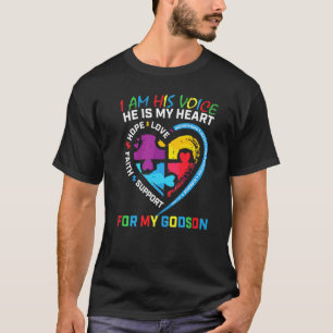Ich bin seine Stimme Er ist mein Herz Blau Autismu T-Shirt
