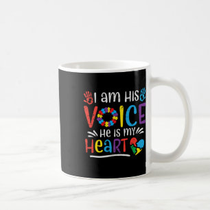 Ich bin seine Stimme, er ist meine Herz-Autismus-B Kaffeetasse
