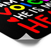 Ich bin seine Stimme, er ist meine Herz-Mama Autis Poster (Ecke)