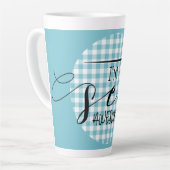 Ich bin Sew Phantastisch Blue Gingham Milchtasse (Linke Ecke)