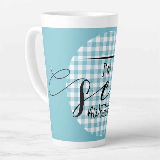 Ich bin Sew Phantastisch Blue Gingham Milchtasse (Linke Ecke)