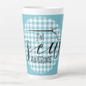 Ich bin Sew Phantastisch Blue Gingham Milchtasse (Vorderseite)